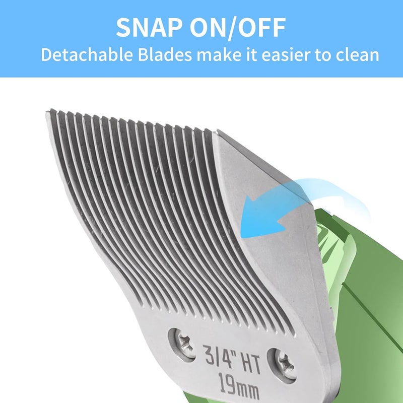 OEMIRY 2 Pcs Size 3/4HT Detachable Dog Grooming Blades, Compatible with Andis, Oster A5, Wahl KM10 Series Clippers, Cut Length 19mm, Silver(3/4HT 19mm, 2 Packs) - Image 2